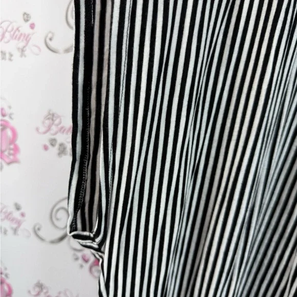 CJ Banks mini dress or long top Black and White Striped stripes Lace Accents - Picture 7 of 13